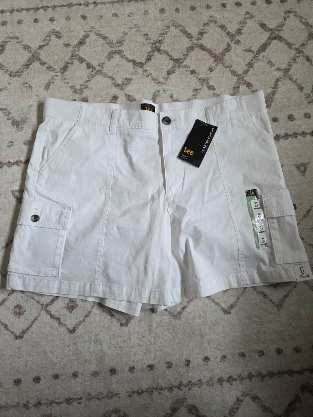Lee White Cargo Shorts with Utility Pockets